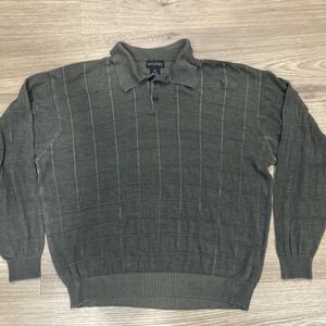 ANTHOLOGY Men's Silk Blend Vintage Collared Pullover Sweater- XL Brown Plaid